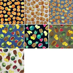 Tropical Fruits 100% Pure Cotton High Quality Canvas Fabric - Per Metre 45" Wide - Picture 1 of 29