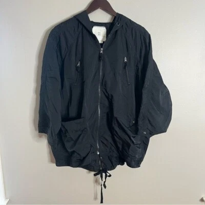 Hei Hei Size M/L Dolman Black Oversized Embroidered Boho Rain Jacket - Image 1 of 4