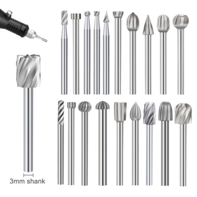 20 Stück HSS Fräser Frässtifte Set 3mm Schaft Fräsen Für Dremel Holz Gravieren - Bild 1 von 4