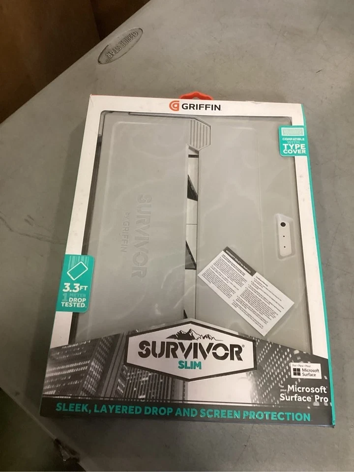 Griffin, Microsoft Surface Pro (2017), Survivor Slim, чехол с подставкой, серый - Изображение 1 из 4