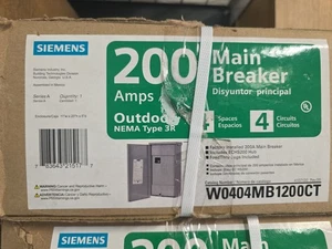 Siemens W0404MB1200CT MB Load Center 1PH 200A 120/240VAC 4Pole Nema 3R 4SP 4CIR - Picture 1 of 5
