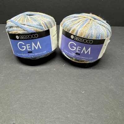 Lot Of 2 balls BERROCO GEM RIBBON YARN Metallic Variegated Blue Gold #3650 New - Image 1 of 4