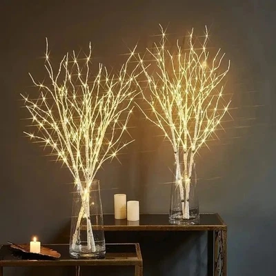 20 LED Branch Twig Lights Light Up Willow Tree Branches Bedroom Home Party Decor - Image 1 of 4
