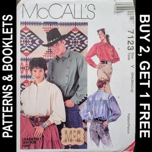 Vintage McC Old West Brand McCall's Unisex Top Pattern #7123 Sizes S-M-L UNCUT - Picture 1 of 7