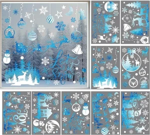 Cinrobiye 172pz Fiocco di Neve Natale Finestra Attacchi Inverno Bianco-Blu  - Foto 1 di 7