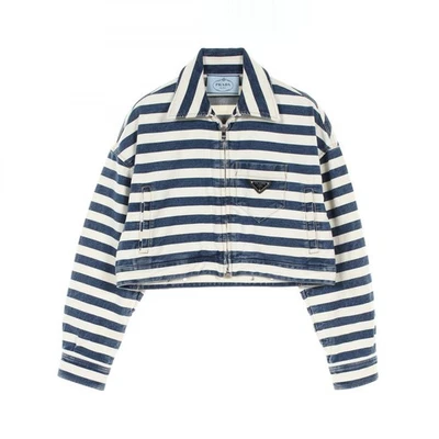 Chaqueta de mezclilla PRADA GFB288 algodón blanco marino talla 38 usada para ... - Imagen 1 de 4