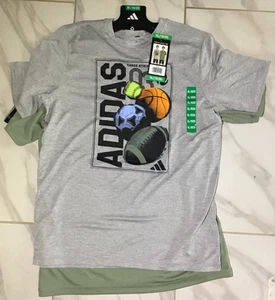 Adidas Youth 2-Pack Tee, Size XLarge (18/20), Short Sleeve, Grey and Green, New - Picture 1 of 8