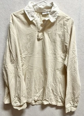 Camisa Polo Onia Para Hombre XL Crema, Marfil Manga Larga Rugby Golf Algodón Botón Cremallera Foto 1 de 4
