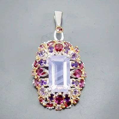  Colgante de cuarzo lavanda natural joyería 20 quilates plata de ley 925/NP46777 Foto 1 de 4