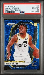 2024-25 Panini Prizm - Isaiah Collier #227 Blue Fast Break (RC) PSA 10 - Imagen 1 de 2
