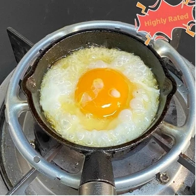 Mini Cast Iron Frying Pan with Wooden Handle 10cm 15cm for Egg Cooking and Oil - Image 1 of 4