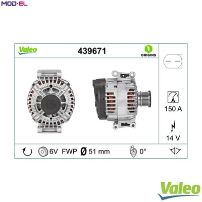 ALTERNATOR 439671 FOR MERCEDES-BENZ C-CLASS/T-Model E-CLASS/Convertible 2.1L - Image 1 of 4