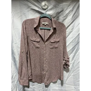Abito donna loft blusa top malva con pois bianchi bottoni setoso piccolo - Foto 1 di 4