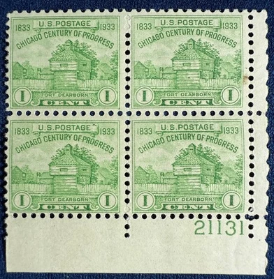 U.S. STAMP 1 CENT CHICAGO CENTURY OF PROGRESS BLOCK OF 4 STAMPS MNH OG - Image 1 of 4