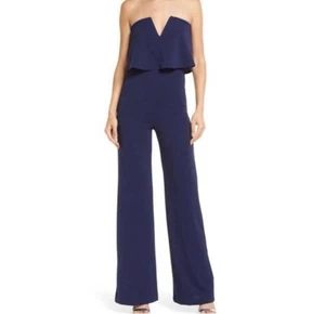NWT Lulu's Power of Love Navy Blue Strapless Jumpsuit. Size SMALL - Picture 1 of 13