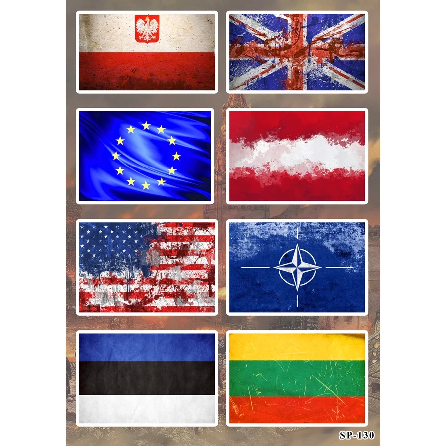 Paquete de pegatinas banderas del mundo y la alianza | Polonia Reino Unido Unión Europea Austria OTAN Foto 1 de 1