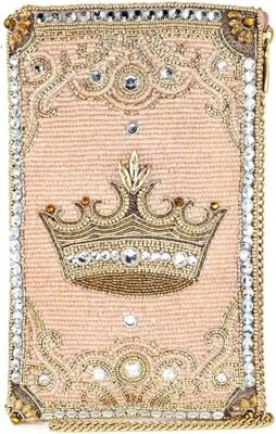 Bandolera pequeña Mary Frances coronada joya rosa con cuentas bolso de noche para teléfono Foto 1 de 4