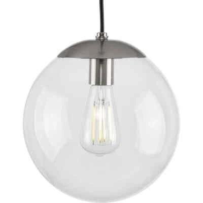 Progress Lighting Atwell Brushed Nickel Clear Glass Globe Pendant Hanging Light - Image 1 of 4