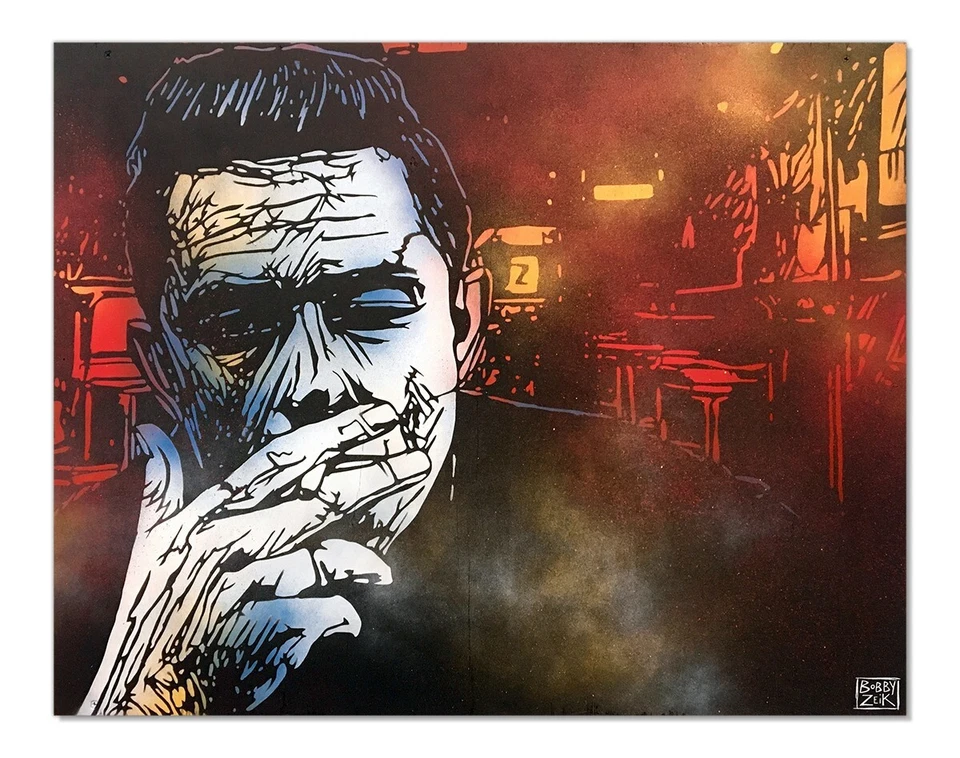 Pintura original "Cash Noir", 30 x 24 pulgadas, pintura en aerosol sobre madera Foto 1 de 1