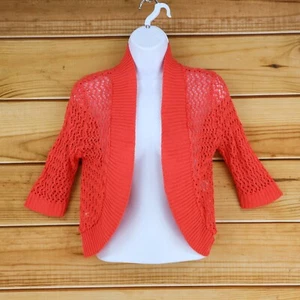 Kim Rogers Cardigan Sweater Womens M Hot Pink Open-Knit Short Sleeves Open Front - Picture 1 of 7