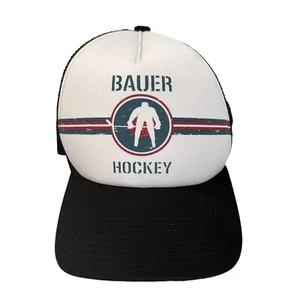 New Era Bauer Hockey Men’s One Size Trucker Hat Cap Snap Back White Black - Picture 1 of 11