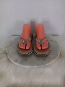 Volatile Damensandalen Größe 8 Tanga Flip Flops Keilabsatz beige - Bild 1 von 14