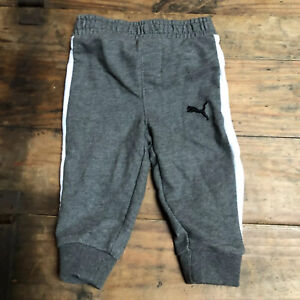 Puma Baby Boys Athletic Pants 6-9 Months Gray White Pockets Activewear Lounge