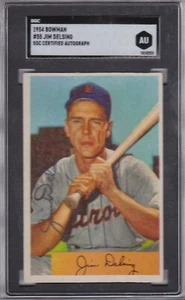 1954 Bowman Jim Delsing #55 Autograph Baseball Card SGC Encapsulated - Picture 1 of 2