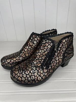 Botines Alegria Hannah Metálicos Floral Volantes Cuero Cremallera Talla 40 / 9,5-10 Foto 1 de 4