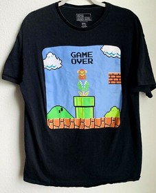 GAME OVER Super Mario Bros Official NINTENDO NES 2XL Black Tee- Shirt    A55