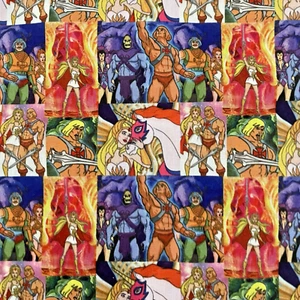 Offcut He-Man She-Ra Retro Personaggio Cartoon Bambini Tessuto Policotone - Foto 1 di 2