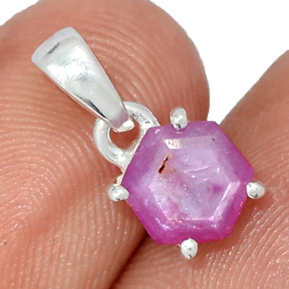 Raro Rubí Estalactita 925 Plata de Ley Colgante Joyería CP55301 Foto 1 de 1