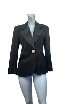 Blazer de noche de esmoquin negro exclusivo de Lillie Rubin 4 botones de estrás de colección Foto 1 de 4