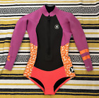 Hurley Fusion 202 Womens Springsuit Size 10 RARE Neon Surf Wetsuit Zipper Pink