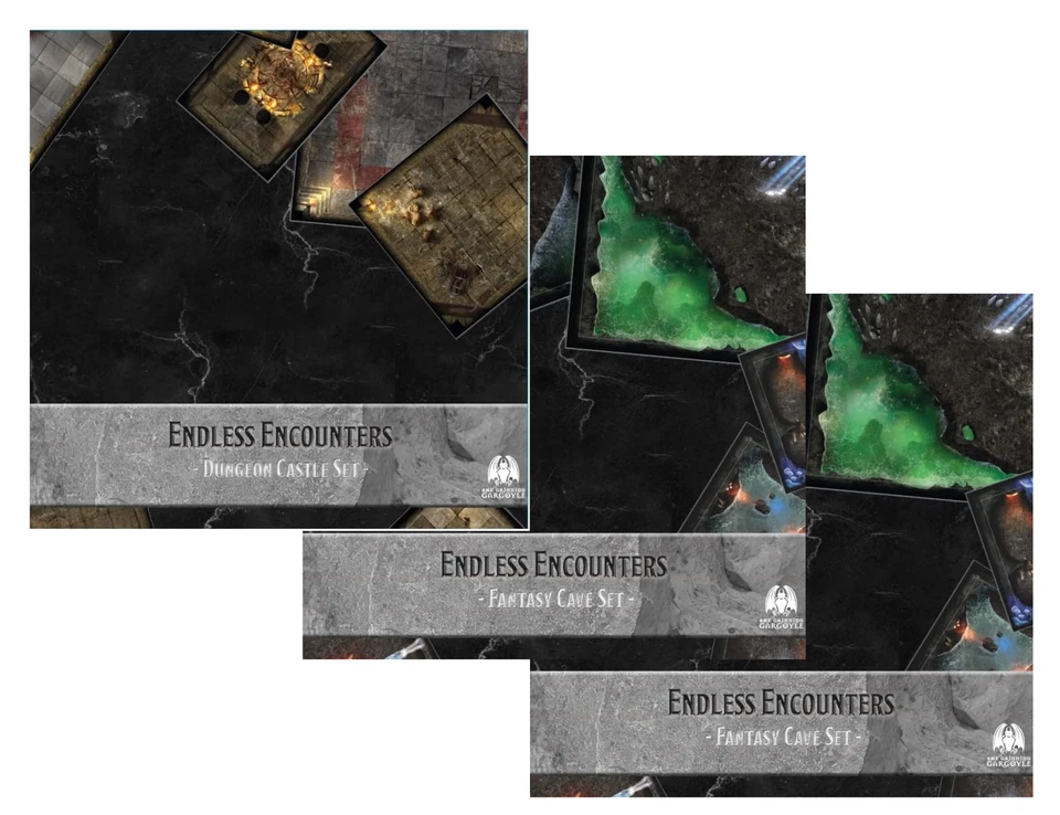 THE GRINNING GARGOYLE DnD Dungeon Tiles D&D Dungeon Tile Set x3 - Floor Plans Battle Map Caverns Caves