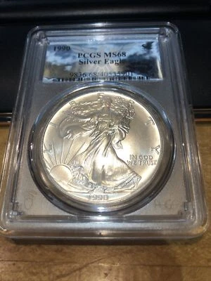 1990 Silver Eagle Bullion US Mint Graded MS 68 PCGS SPECIAL EAGLE Holder!!!!!!!! - Image 1 of 4