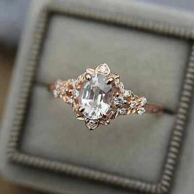 2.00 Ct Oval Cut Lab Created DVVS1 Diamond Engagement Ring 14K Rose Gold Over - Image 1 of 4