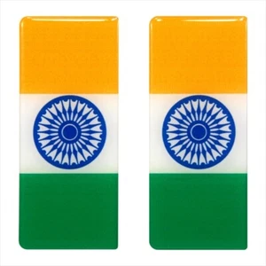 2x 98x42mm India Indian Full Flag Number Plate 3D Gel Domed Stickers Decal Badge - Picture 1 of 2