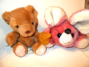 2 Vintage Russ Berrie Plush 6" BABY BIBI Bear With Removable Pacifier & GILLY - Picture 1 of 12