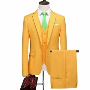 Mens Wedding Suits 3 Peices Formal Suit Jacket+Pants+vest Business Groom Tuxedos - Picture 1 of 28