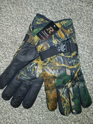 Camo Fleece Lined Waterproof Snow Gloves- Palm Grip, -30 Degree -New With Tags - Image 1 of 4