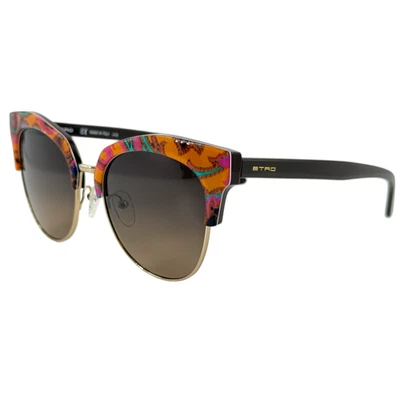 ETRO ET108S Womens Metal Sunglass 800 Orange Paisley 54-18 Brown Gradient Italy - Image 1 of 4