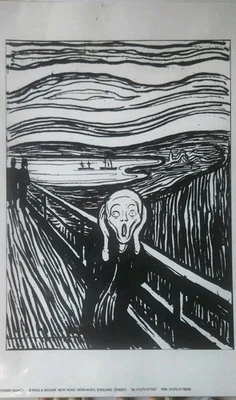 Retrato artístico "El grito" de Edward Munch en blanco y negro. 8x11 Foto 1 de 4