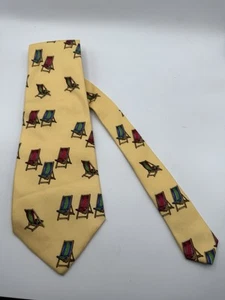 Sillas de playa Polo Ralph Lauren para hombre amarillas seda hechas en EE. UU. corbata hecha a mano - Imagen 1 de 4