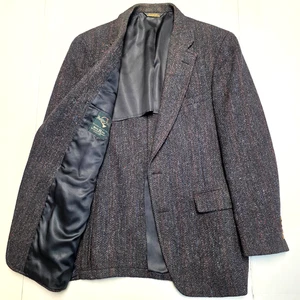 Hunter Haig Irish Wool Donegal HARRIS TWEED Sport Jacket Men's 42 R Dark Gray - Picture 1 of 8