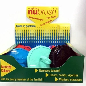 Nu Brush Box of 12 Mixed Colour Hair Scalp Massage Dandruff Remover NUBRUSH - Picture 1 of 3