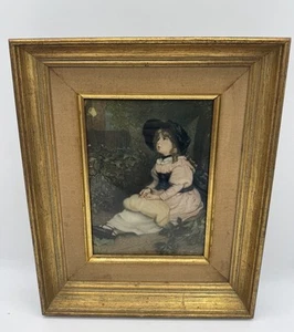 Antique Convex Glass Frame W/ Print J.Everett Millais “Watching The Butterflies” - Picture 1 of 12