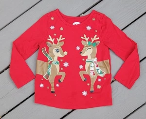 Kleinkind Mädchen Weihnachten Rentier T-Shirt 4T Langarm rot - Bild 1 von 3