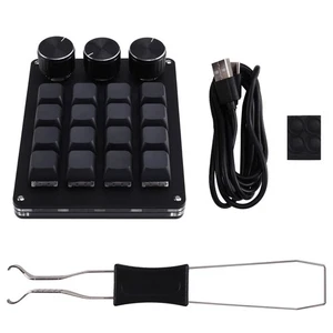 Three-Knob 16-Key, 4-Row Shortcut Gaming and Stock Volume Clip2159 - Afbeelding 1 van 7