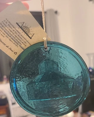 Ocean Blue, Sun Catcher, 4" Dia.  Old Mission Stamped In Glass - Image 1 of 3